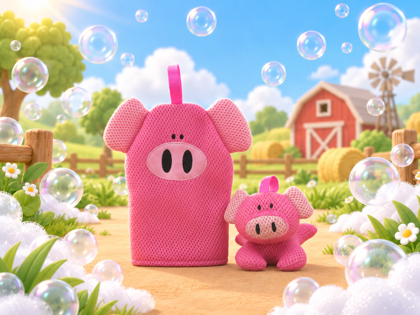 Pig bath mitt and toy