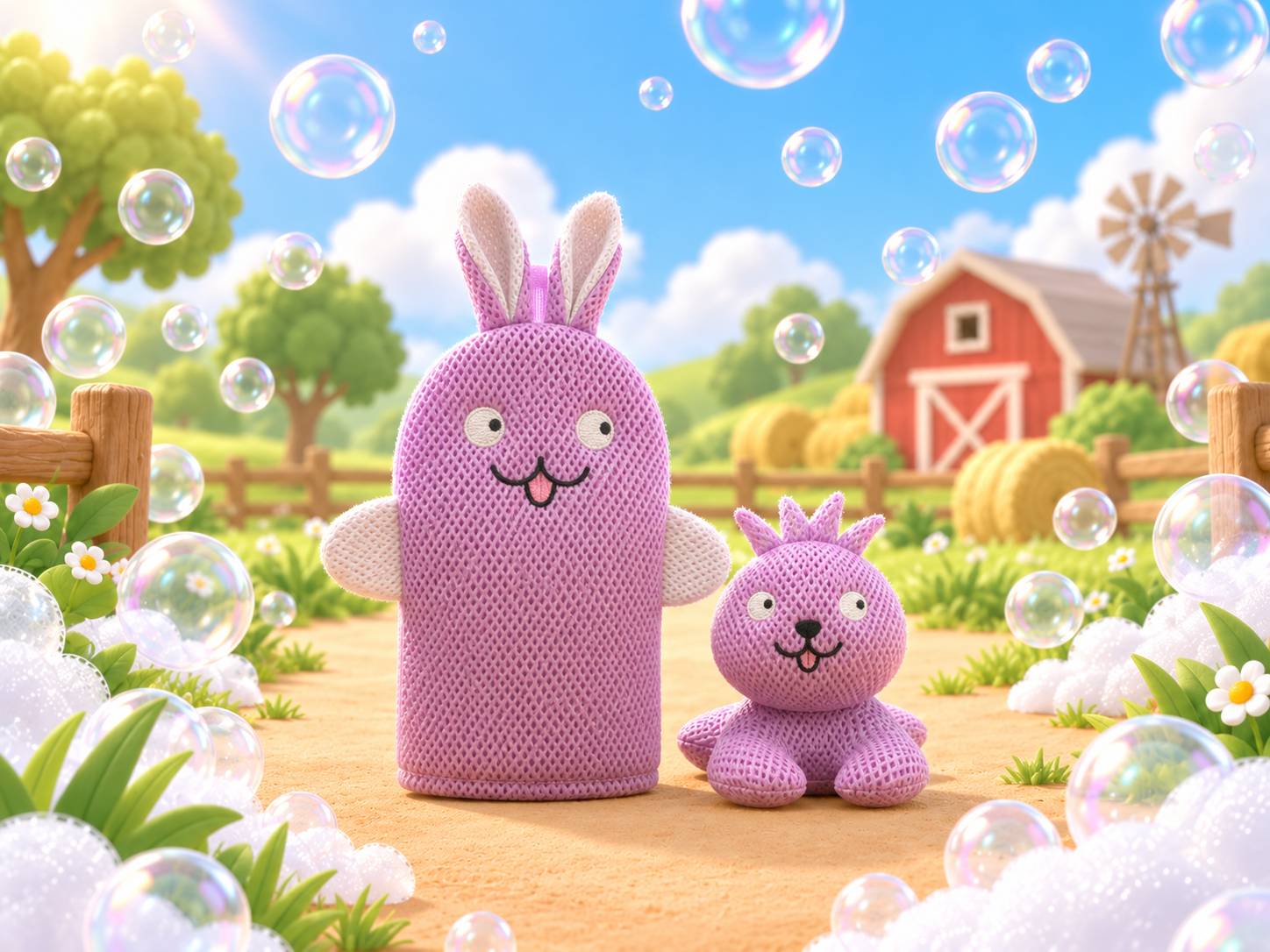 Rabbit bath mitt and toy