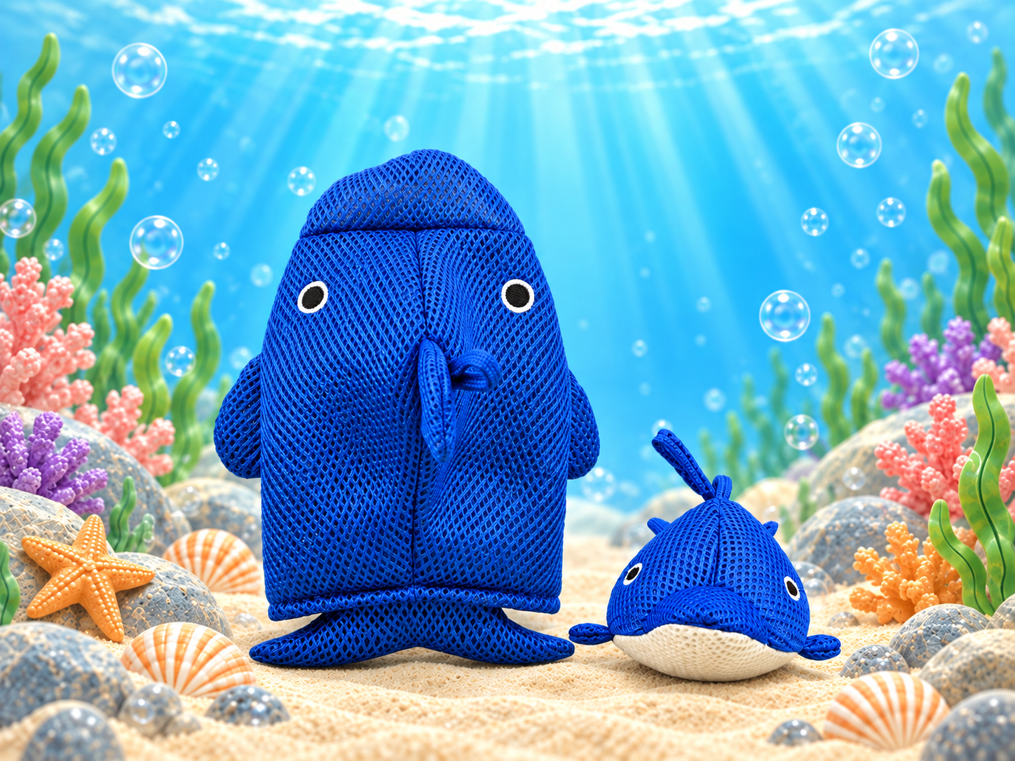 Dolphin bath mitt and toy