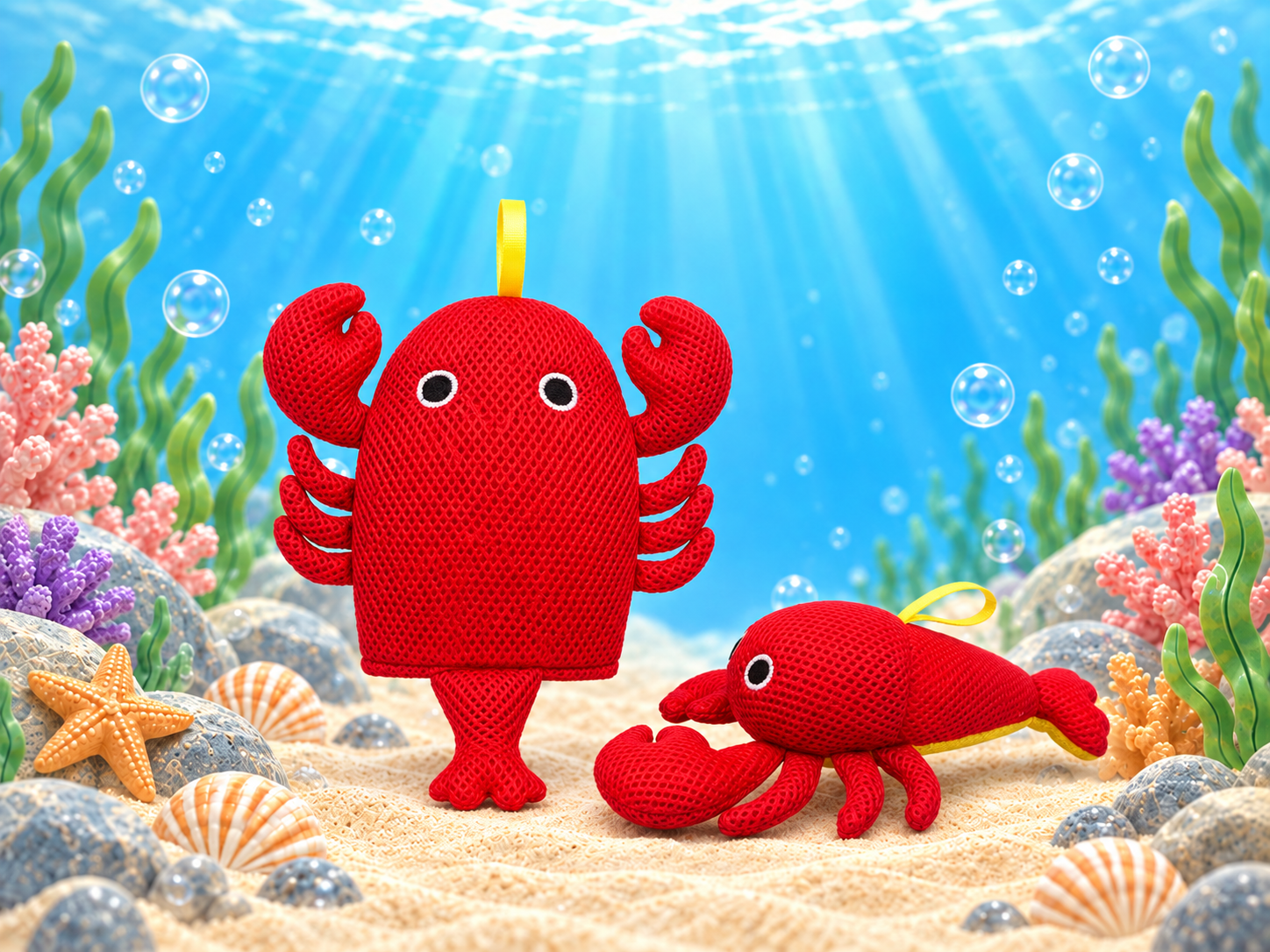 Shrimp bath mitt and toy
