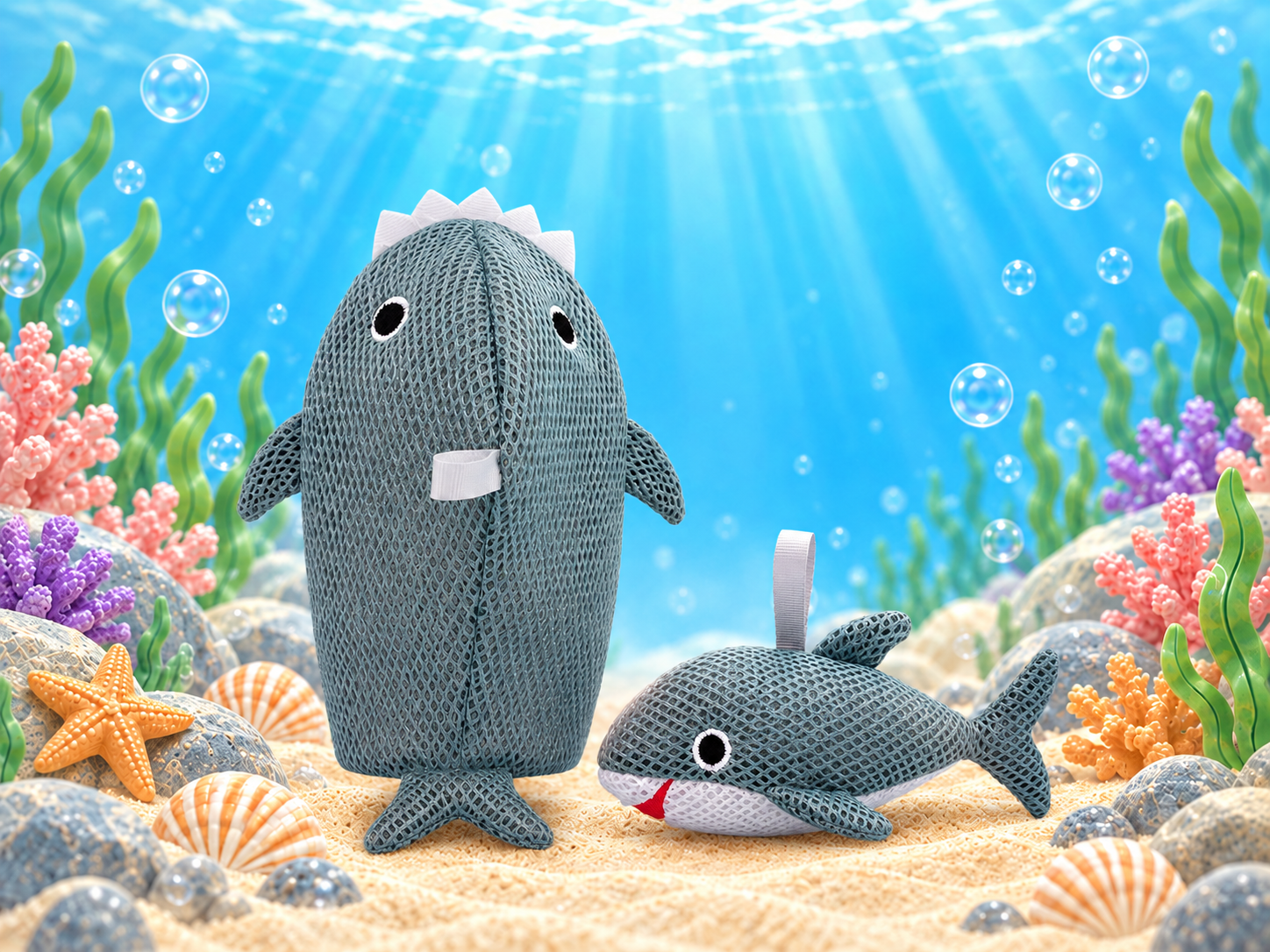 Shark bath mitt and toy