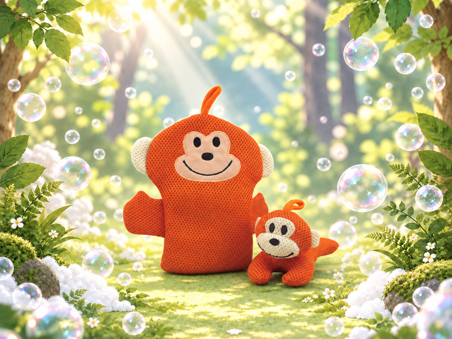 Monkey bath mitt and toy