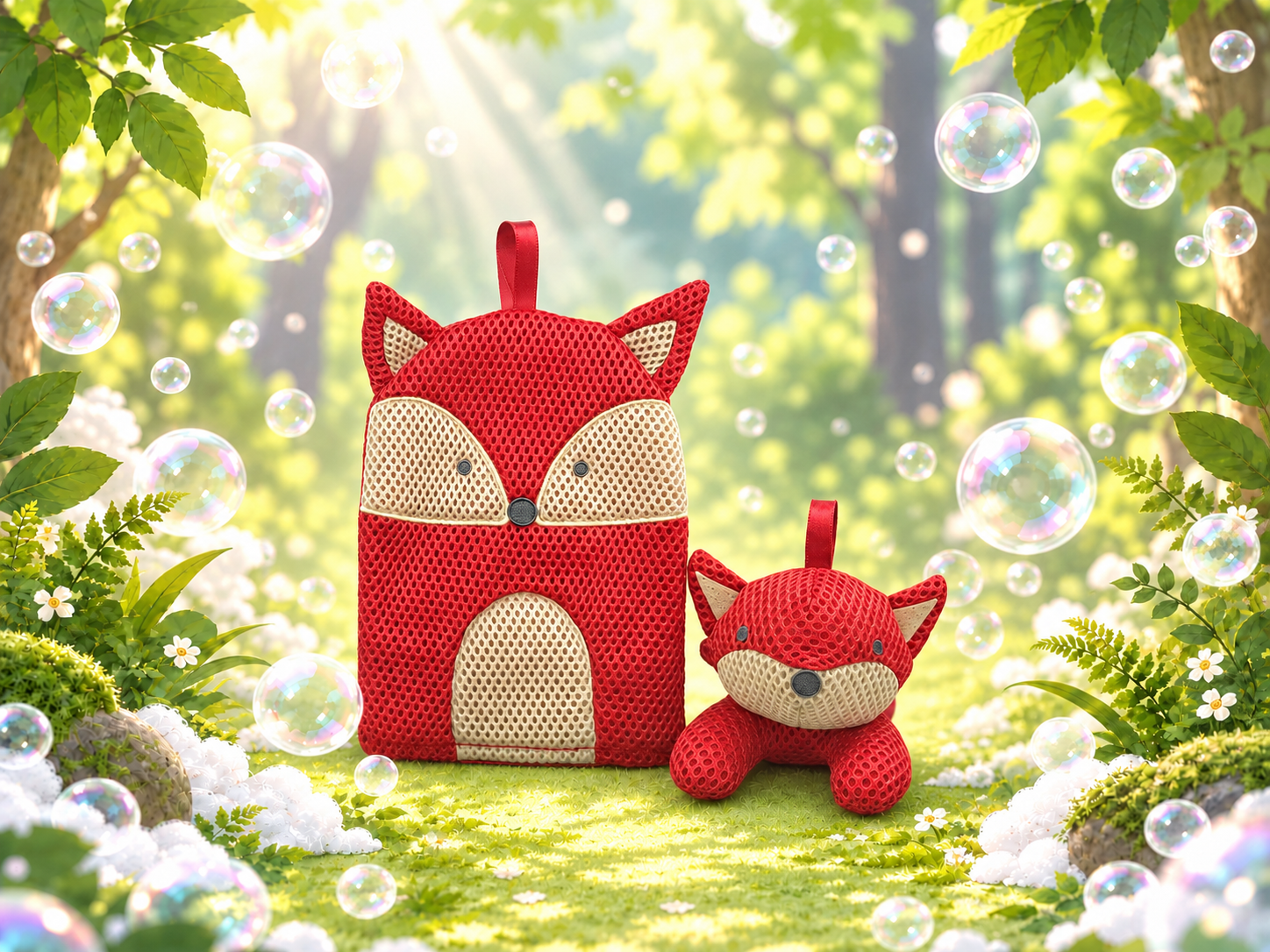 Fox bath mitt and toy