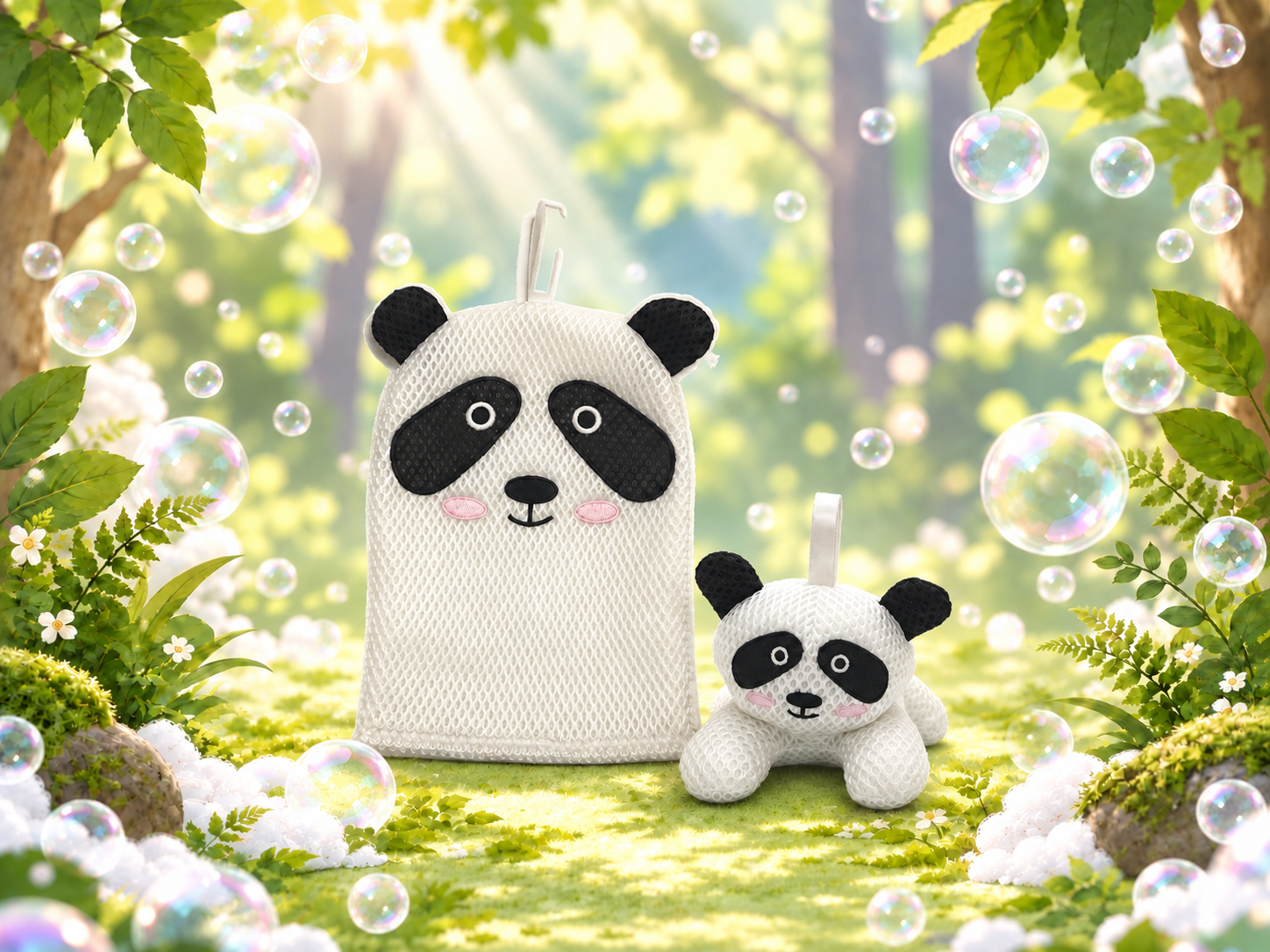 Panda bath mitt and toy