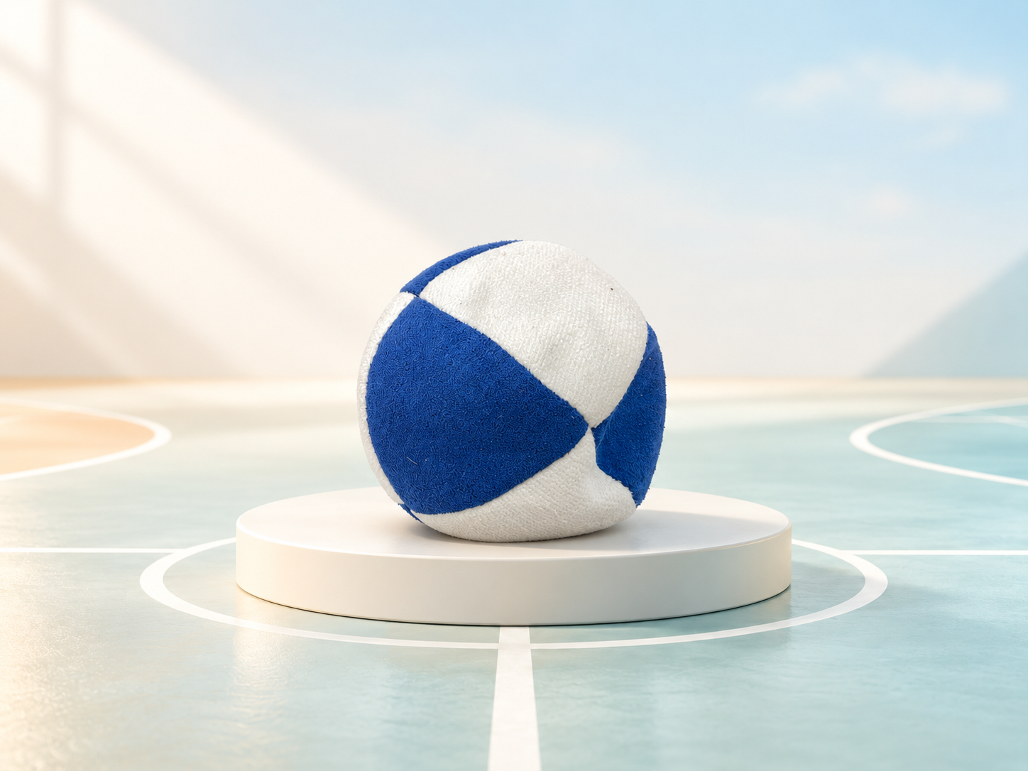 Blue & White Panel Footbag product photo